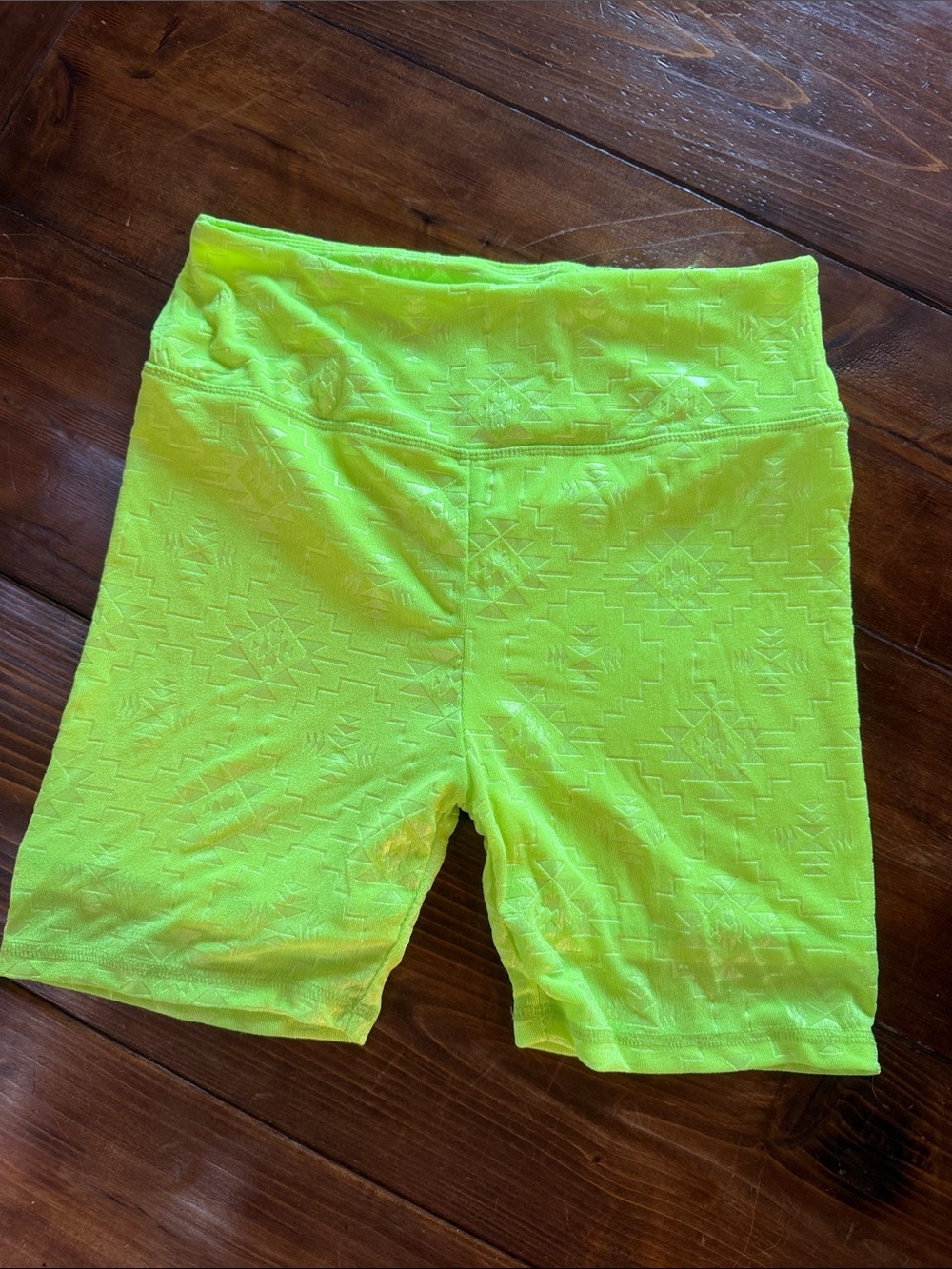 Neon Yellow Aztec Textured Bike Shorts